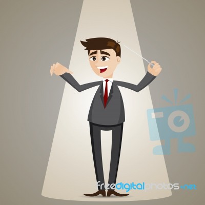 Cartoon Businessman With Baton In Conductor Style Stock Image