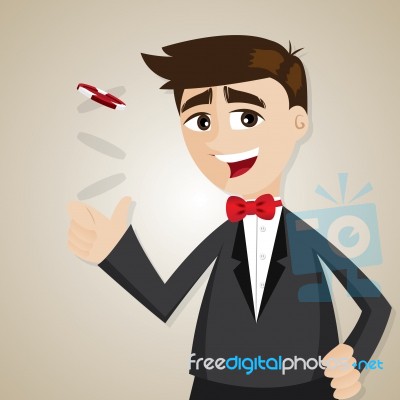 Cartoon Businessman With Casino Chip Stock Image