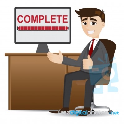 Cartoon Businessman With Complete Process Stock Image