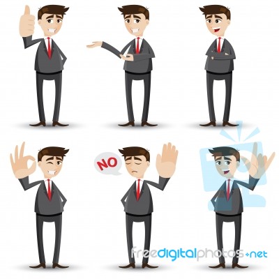 Cartoon Businessman With Hand Sign Stock Image