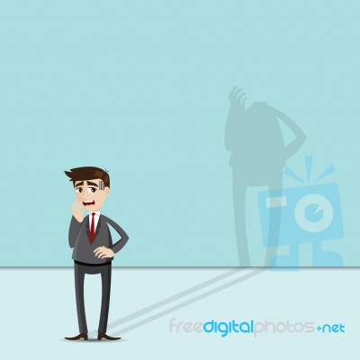 Cartoon Businessman With Headless Shadow Stock Image