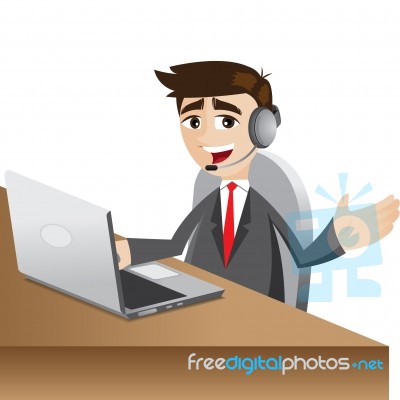 Cartoon Businessman With Headphone Stock Image