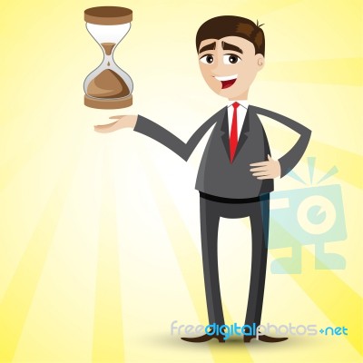 Cartoon Businessman With Hourglass Stock Image