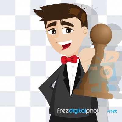 Cartoon Businessman With Piece Of Chess Stock Image