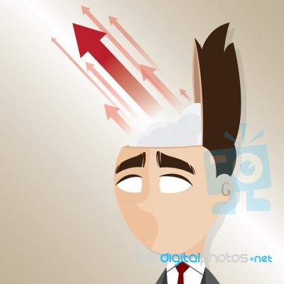 Cartoon Businessman With Up Arrow From His Head Stock Image