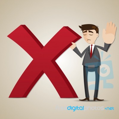 Cartoon Businessman With Wrong Mark Stock Image