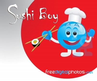 Cartoon Cute Sushi Boy Stock Image