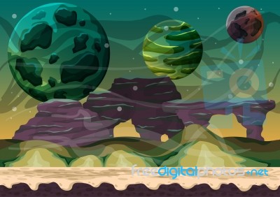 Cartoon  Desert Background With Separated Layers For Game And Animation Stock Image