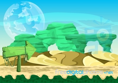 Cartoon  Desert Background With Separated Layers For Game And Animation Stock Image