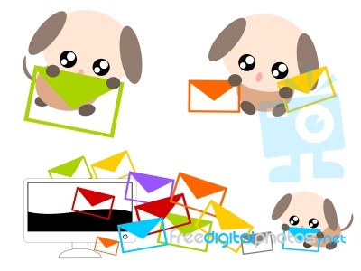 Cartoon Dog With E-mail Illustration Stock Image