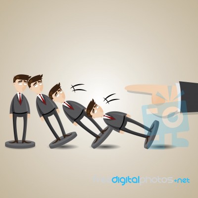 Cartoon Domino Businessman Figure Fall Down Stock Image