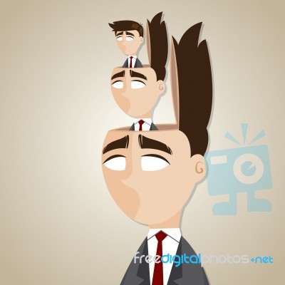 Cartoon Duplicate Businessman In His Head Stock Image