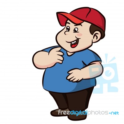 Cartoon Fat Boy With Smiling -  Clipart Illustration Stock Image