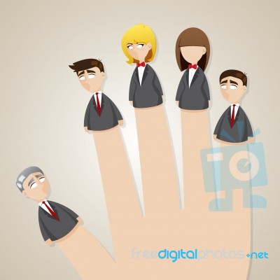 Cartoon Finger Doll Business Team Stock Image