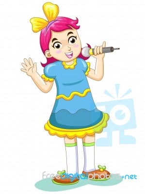 Cartoon Girl Singing Song Stock Image