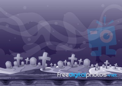 Cartoon  Halloween Background With Separated Layers For Game And Animation Stock Image