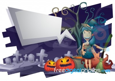 Cartoon  Halloween Background With Separated Layers For Game And Animation Stock Image