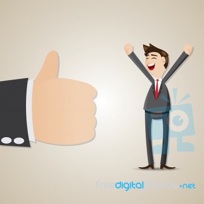 Cartoon Happy Businessman With Thumb Up Stock Image