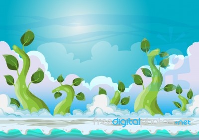 Cartoon  Heaven Landscape With Separated Layers For Game And Animation Stock Image