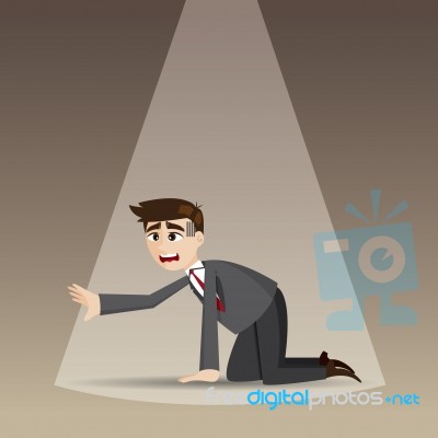 Cartoon Hopeless Businessman Kneel On Floor Stock Image