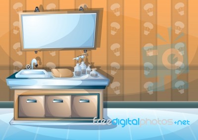 Cartoon  Illustration Interior Bathroom Stock Image