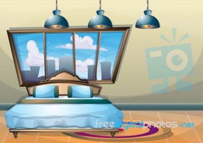 Cartoon  Illustration Interior Bedroom Stock Image