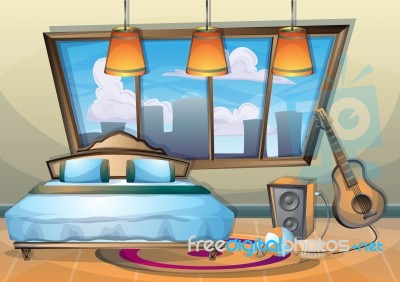 Cartoon  Illustration Interior Bedroom Stock Image