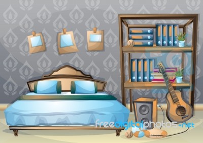 Cartoon  Illustration Interior Bedroom Stock Image