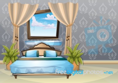 Cartoon  Illustration Interior Bedroom Stock Image