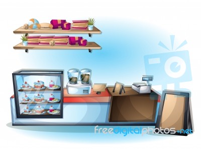 Cartoon  Illustration Interior Cafe Room With Separated Layers Stock Image