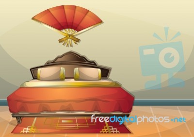 Cartoon  Illustration Interior Chinese Room With Separated Layers Stock Image