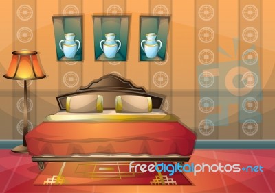 Cartoon  Illustration Interior Chinese Room With Separated Layers Stock Image