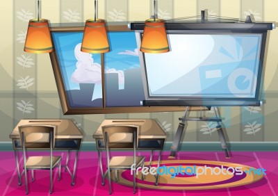 Cartoon  Illustration Interior Classroom With Separated Layers Stock Image