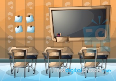 Cartoon  Illustration Interior Classroom With Separated Layers Stock Image