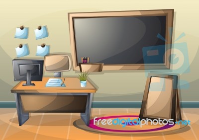 Cartoon  Illustration Interior Classroom With Separated Layers Stock Image