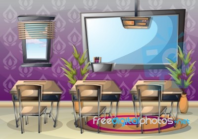 Cartoon  Illustration Interior Classroom With Separated Layers Stock Image