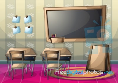 Cartoon  Illustration Interior Classroom With Separated Layers Stock Image