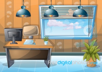 Cartoon  Illustration Interior Classroom With Separated Layers Stock Image