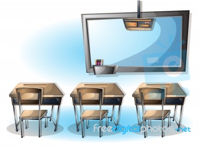 Cartoon  Illustration Interior Classroom With Separated Layers Stock Image