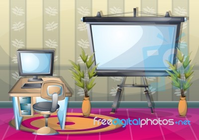 Cartoon  Illustration Interior Classroom With Separated Layers Stock Image