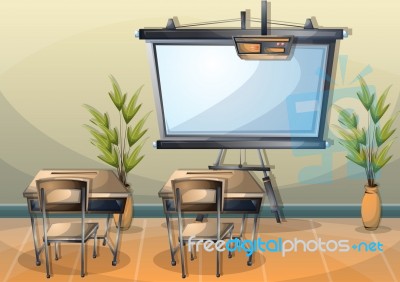 Cartoon  Illustration Interior Classroom With Separated Layers Stock Image