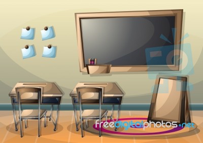 Cartoon  Illustration Interior Classroom With Separated Layers Stock Image