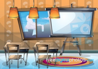 Cartoon  Illustration Interior Classroom With Separated Layers Stock Image