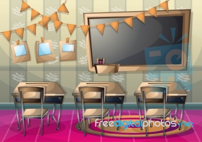 Cartoon  Illustration Interior Classroom With Separated Layers Stock Image