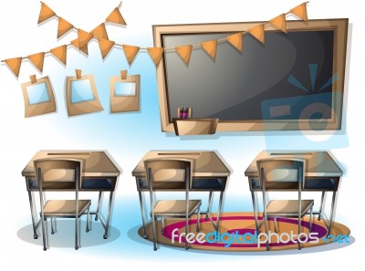 Cartoon  Illustration Interior Classroom With Separated Layers Stock Image