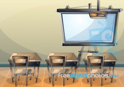 Cartoon  Illustration Interior Classroom With Separated Layers Stock Image