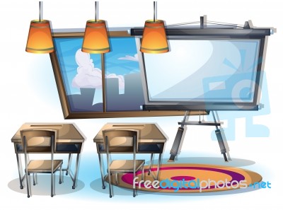 Cartoon  Illustration Interior Classroom With Separated Layers Stock Image