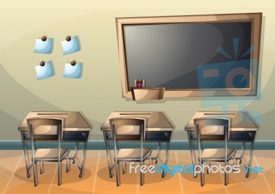 Cartoon  Illustration Interior Classroom With Separated Layers Stock Image