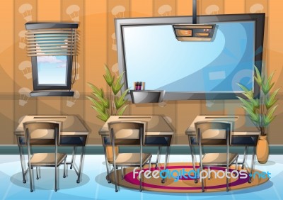 Cartoon  Illustration Interior Classroom With Separated Layers Stock Image