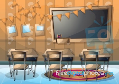 Cartoon  Illustration Interior Classroom With Separated Layers Stock Image